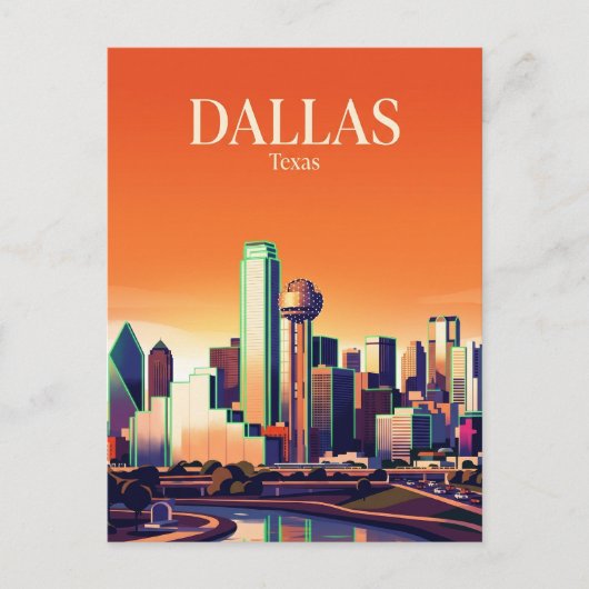 Dallas Skyline USA Postkarte (Vorderseite)