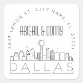 Dallas Skyline | Voradressierter Umschlag Aufklebe Quadratischer Aufkleber (Vorderseite)