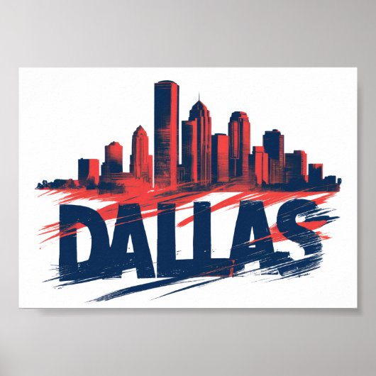 Dallas Skyline Watercolor Art Print – Texas City Poster (Vorne)