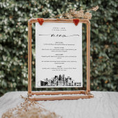 Dallas Skyline Wedding Dinner Menu Card 12x18