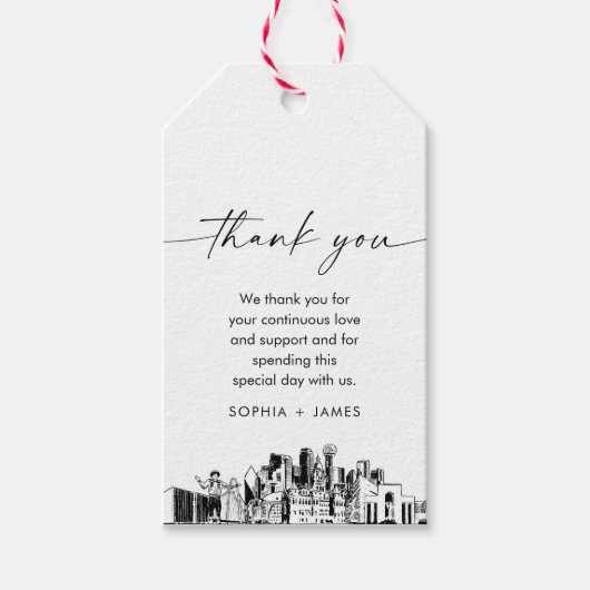 Dallas Skyline Wedding Vielen Dank für Ihre Unters Geschenkanhänger (Vorderseite)