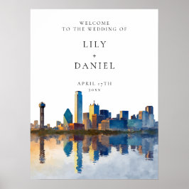 Dallas Skyline Wedding Welcome Sign Poster