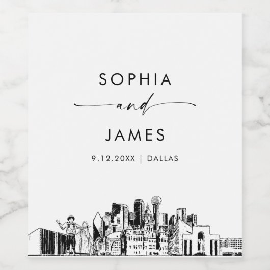 Dallas Skyline Weinetikett (Einzelnes Label)