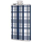 Dallas Sportfan Navy Blue Silver Kariert gestreift Flachmann (Links)