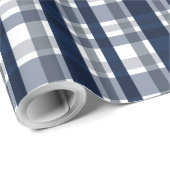 Dallas Sportfan Navy Blue Silver Kariert gestreift Geschenkpapier (Rolleneckpunkt)