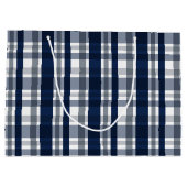 Dallas Sportfan Navy Blue Silver Kariert gestreift Große Geschenktüte (Rückseite)
