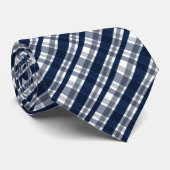 Dallas Sportfan Navy Blue Silver Kariert gestreift Krawatte (Gerollt)