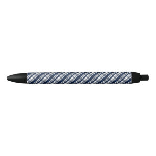 Dallas Sportfan Navy Blue Silver Kariert gestreift Kugelschreiber