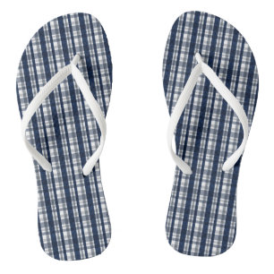 Dallas Sports Fan Navy Blau Silber Kariert Gestrei Badesandalen
