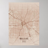 Dallas Stadtplan Kupfer Texas Poster Wandkunst (Vorne)