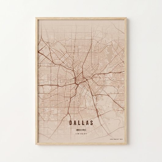 Dallas Stadtplan Kupfer Texas Poster Wandkunst