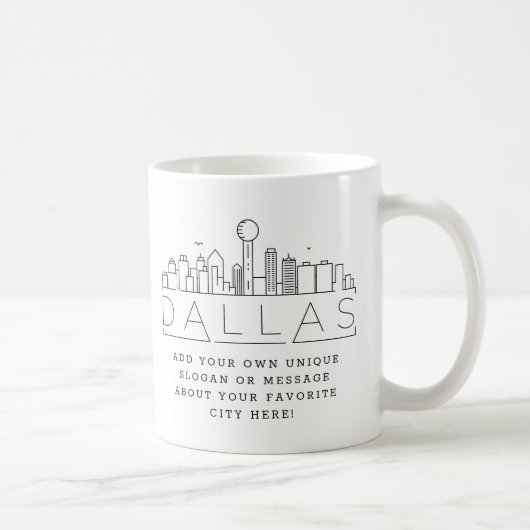 Dallas Stylized Skyline | Kundenspezifischer Sloga Kaffeetasse (Rechts)
