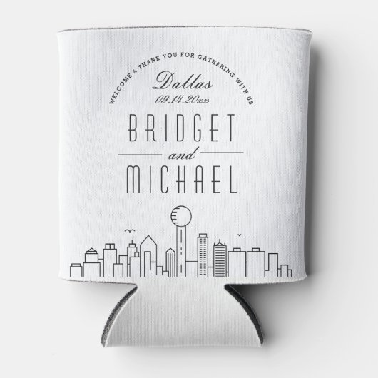 Dallas Stylized Skyline | Wedding Can Cooler Dosenkühler (Vorderseite)