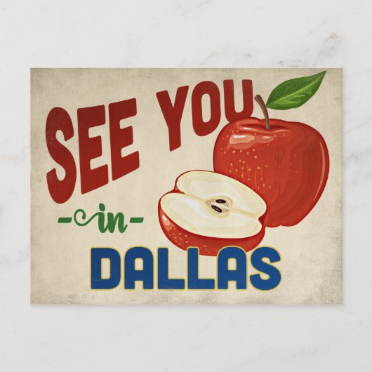 Dallas Texas Apple - Vintage Travel Postkarte (Vorderseite)