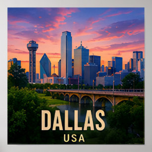 Dallas Texas Bridge Reise Geschenk Poster