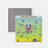 Dallas Texas Cartoon Map Magnet (Vorderseite/Rückseite)