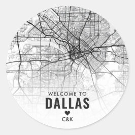 Dallas, Texas City Map | Begrüßung Runder Aufkleber