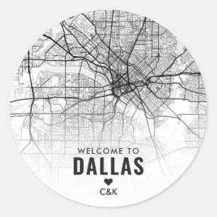 Dallas, Texas City Map   Begrüßung Runder Aufkleber