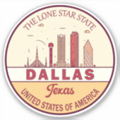 Dallas Texas City Skyline Emblem Aufkleber (Vorderseite)