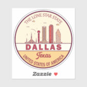 Dallas Texas City Skyline Emblem Aufkleber (Blatt)