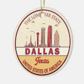 Dallas Texas City Skyline Emblem Keramik Ornament (Links)