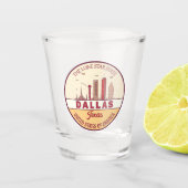 Dallas Texas City Skyline Emblem Schnapsglas (Vorderseite)