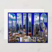 Dallas Texas City Skyline Typografische Postkarte (Vorne/Hinten)