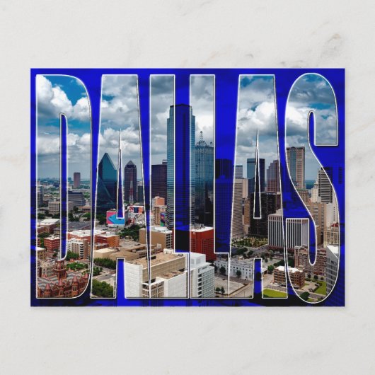 Dallas Texas City Skyline Typografische Postkarte (Vorderseite)