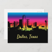 Dallas Texas farbenfrohe City Skyline Postkarte (Vorne/Hinten)