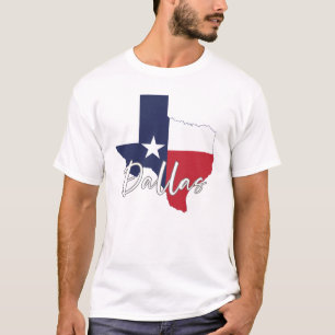 Dallas, Texas Flag Karte Männer weiß T-Shirt