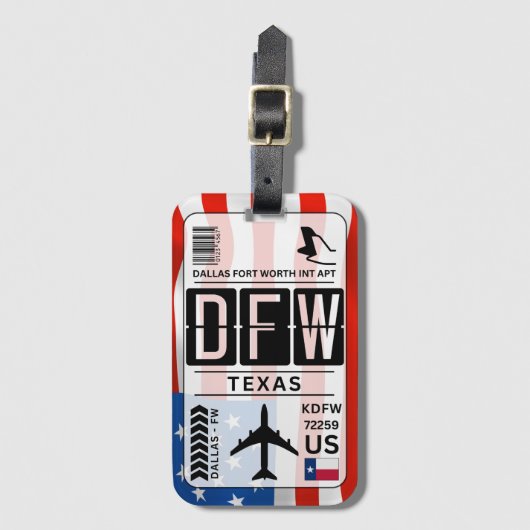 Dallas Texas Gepäck Tag Gepäckanhänger (Vorderseite Vertikal)