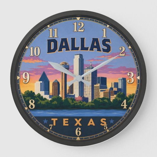 Dallas Texas Große Wanduhr (Vorderseite)