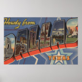Dallas, Texas - Howdy From - Large Letter Scenes Poster (Vorne)
