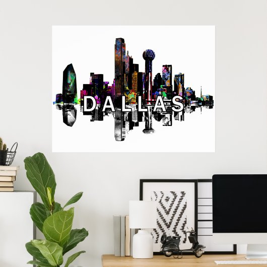 Dallas, Texas in Graffiti Poster (Heimbüro)