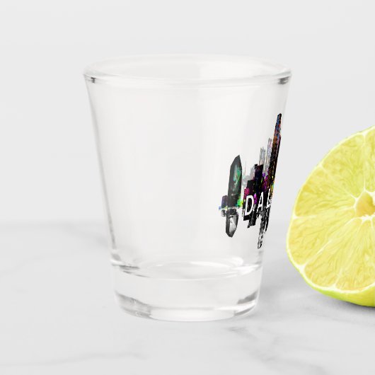 Dallas, Texas in Graffiti-Schießglas Schnapsglas (Links)