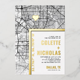 Dallas, Texas Liebe Locator | Städtische Hochzeit Folieneinladung