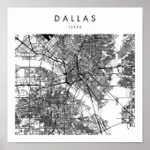Dallas Texas Minimal Modern Street Map Poster (Vorne)