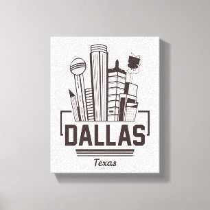 Dallas Texas Moderne Skyline Urbane Grafikdesign Leinwanddruck
