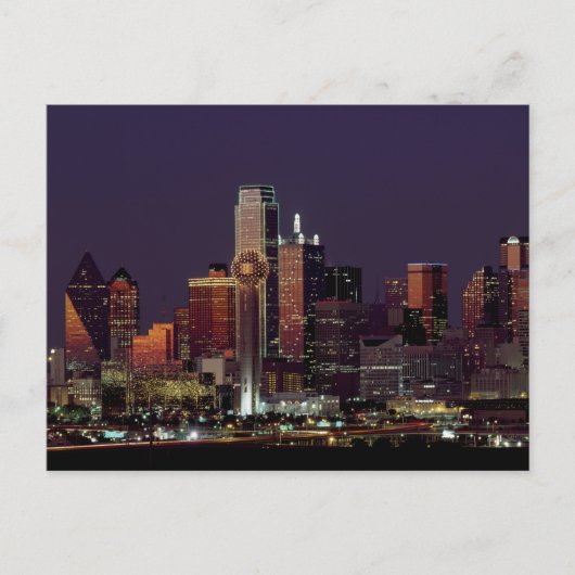 Dallas, Texas, Nachtskyline Postkarte (Vorderseite)