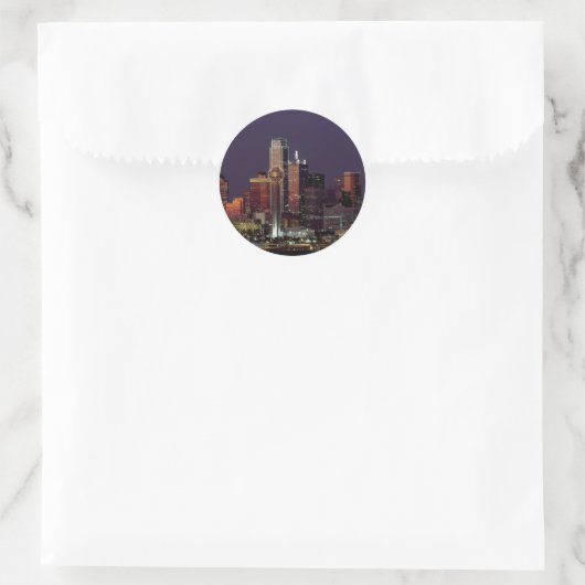 Dallas, Texas, Nachtskyline Runder Aufkleber (Tasche)