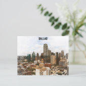 Dallas Texas Panorama VIew City Silhouette Postkarte (Stehend Vorderseite)