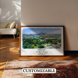 Dallas Texas Poster, Aquarell, Maßgeschneidert Poster