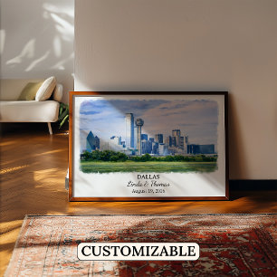 Dallas Texas Poster, Aquarell, Maßgeschneidert Poster