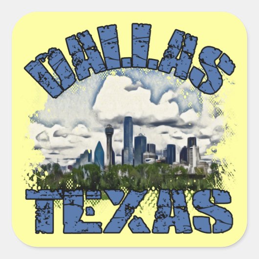 Dallas, Texas Quadratischer Aufkleber (Vorderseite)