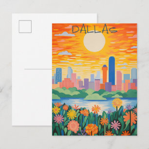 Dallas Texas Reise Stadt Malerei Ästhetik Postkarte