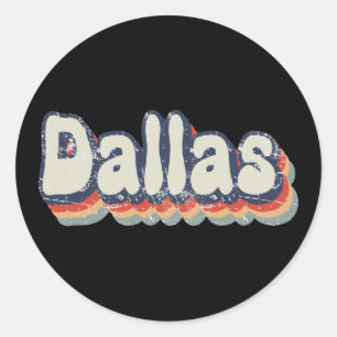 Dallas Texas Retro-Distressed-Text-Kunst Runder Aufkleber
