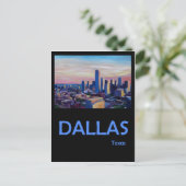 Dallas Texas Retro Reiseposter Postkarte (Stehend Vorderseite)