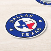 Dallas Texas Runder Pappuntersetzer (Angewinkelt)