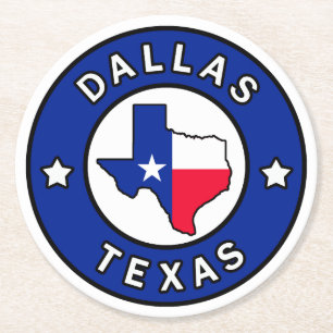 Dallas Texas Runder Pappuntersetzer