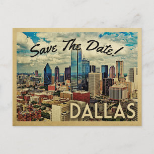 Dallas Texas Save the Date Vintag Skyline Ankündigungspostkarte